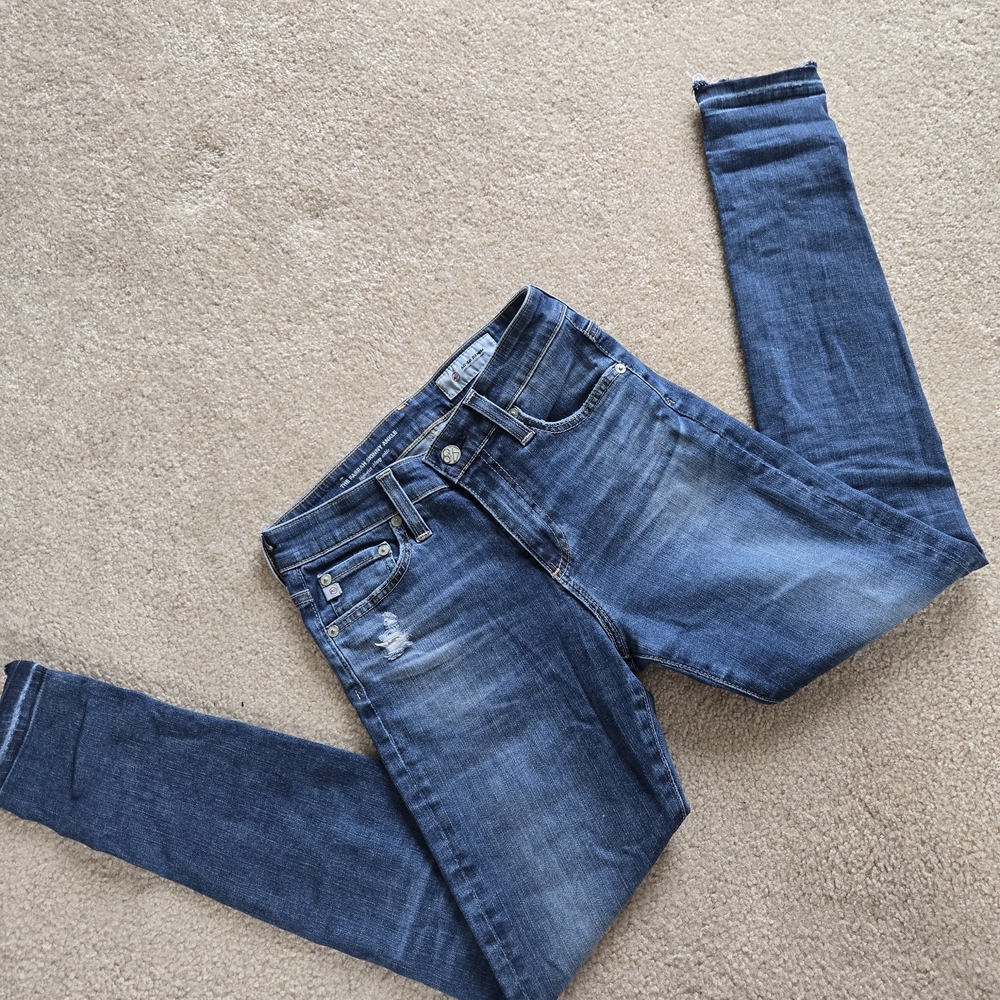AG Adriano Goldschmied Distressed Blue Skinny Jeans